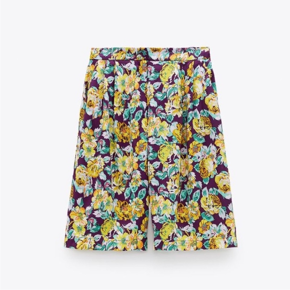 NWT Zara Floral Bianca Bermuda Shorts